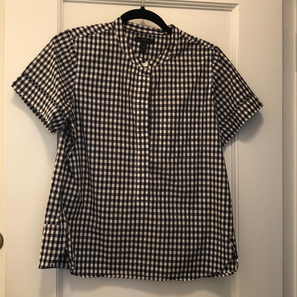 J. Crew Gingham Short Sleeve Popover